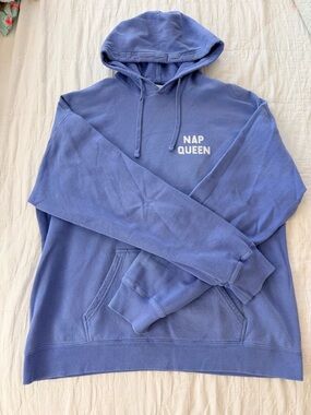 “Nap Queen” Relaxed Hoodie - Light Indigo Women's Pullover